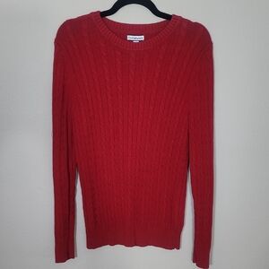 Croft&Barrow Women Cable Knit Chunky Sweater Size L Red Crewneck Cotton